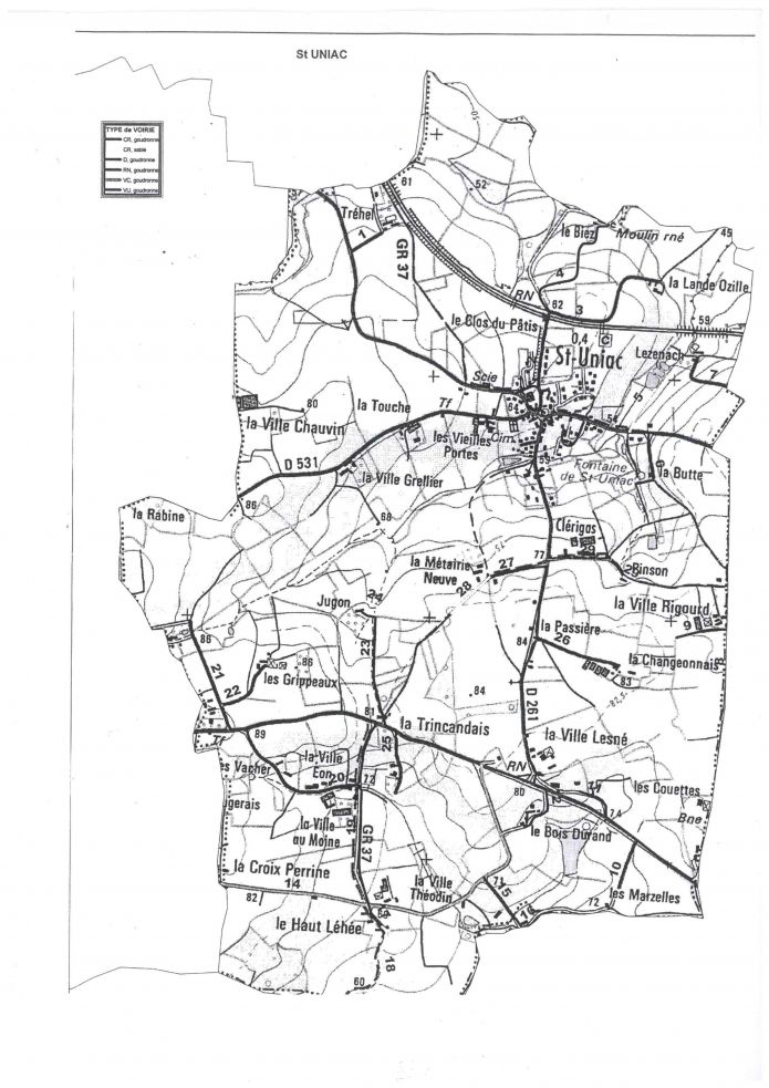 Voici le plan de la commune de Saint-Uniac